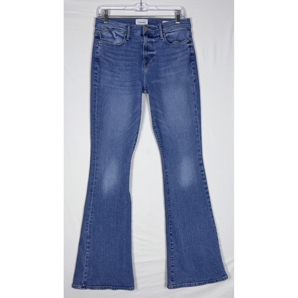 FRAME Denim Le High Flare Jeans Women 29 Medium Wash Blue Stretch